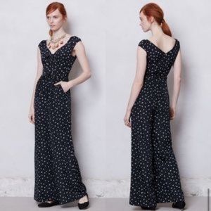 Leifnotes by Anthropologie Nightsea Black & White Star Print Jumpsuit Size 6